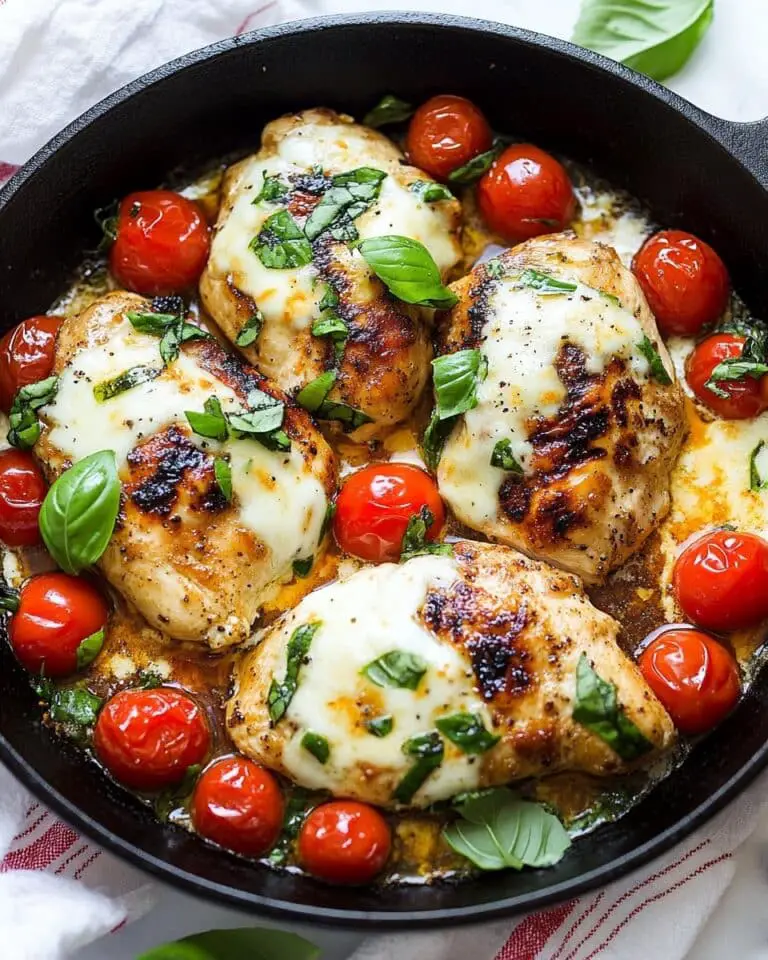 One Pan Balsamic Chicken with Tomatoes and Mozzarella Recipe
