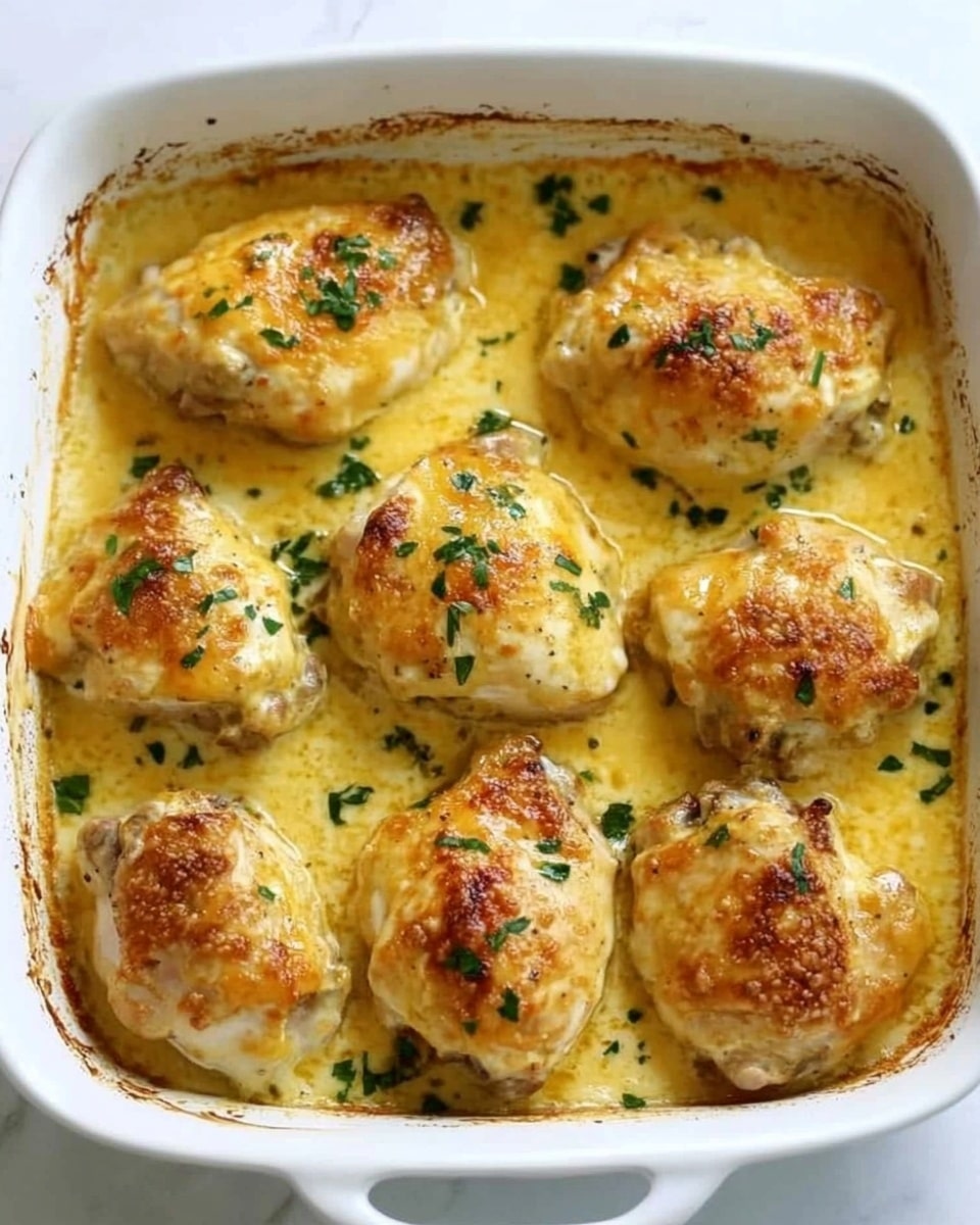 Cheddar Ranch Chicken Thighs, creamy chicken thigh recipes, easy weeknight chicken, flavorful chicken thigh dinner, cheesy ranch chicken A white plate on a white marbled surface holds two golden-brown baked chicken pieces topped with melted cheese and herbs, positioned on the left side. On the right side of the plate is a small pile of bright green steamed broccoli florets. To the right of the plate, there is a glass filled with ice water. A fork rests next to the plate on the left side over a light gray cloth napkin.