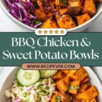BBQ Chicken Bowls with Sweet Potatoes, Coleslaw, and Pickles Recipe