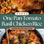 One Pan Tomato Basil Chicken and Rice Recipe
