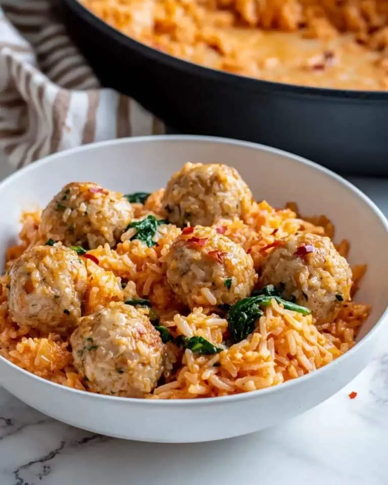 Chicken Meatballs with Risoni in Creamy Tomato Sauce Recipe