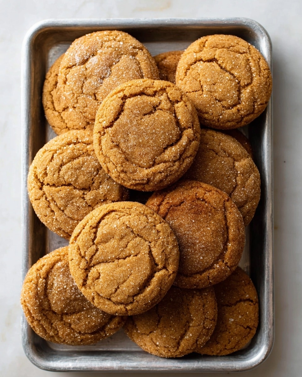 There is a black round wire cooling rack on a white marbled surface. On the rack, there are two piles of round brown cookies with a sugar coating, one pile stacked and the other sliced in half to show their soft inside texture. Next to the cookies is a black scalloped tart pan filled with white and brown cinnamon sugar. The whole scene looks warm and cozy, showing the cookies fresh and ready to eat. Photo taken with an iphone --ar 4:5 --v 7