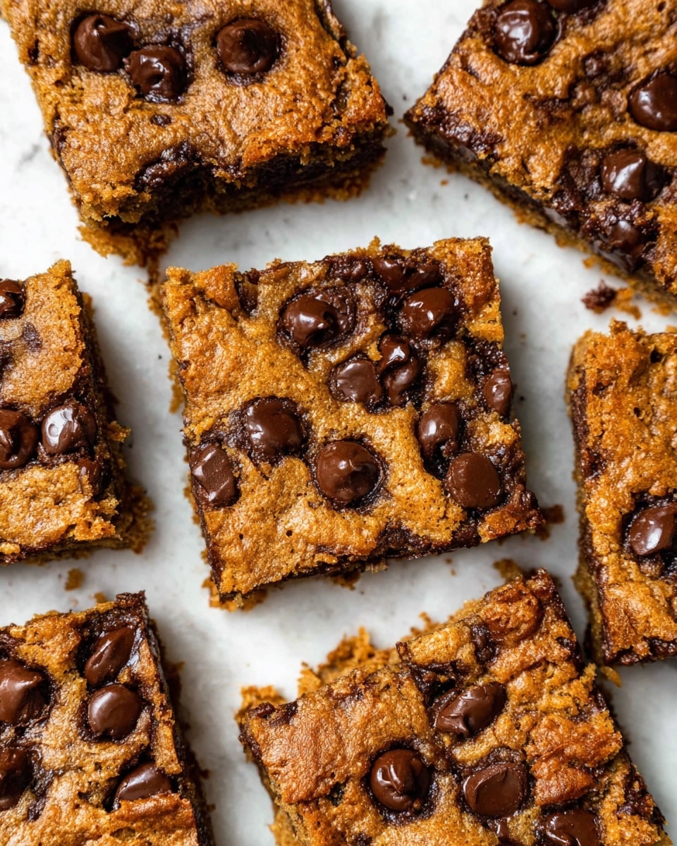 A single square piece of oatmeal chocolate chip bar sits on crinkled white parchment paper that is placed on a white marbled surface. The bar shows two thick, dense layers made up of a coarse, crumbly oatmeal base with visible small oats and pockets of melted dark chocolate chips scattered unevenly throughout the top and middle, creating shiny dark spots. The texture looks moist and slightly rough, with the top layer slightly cracked and uneven, giving a homemade feel. photo taken with an iphone --ar 4:5 --v 7