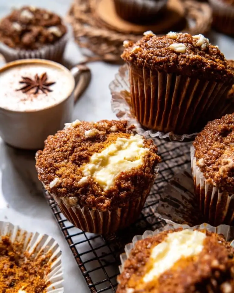 Pumpkin Cream Cheese Muffins with Candied Ginger and Cinnamon Sugar Recipe