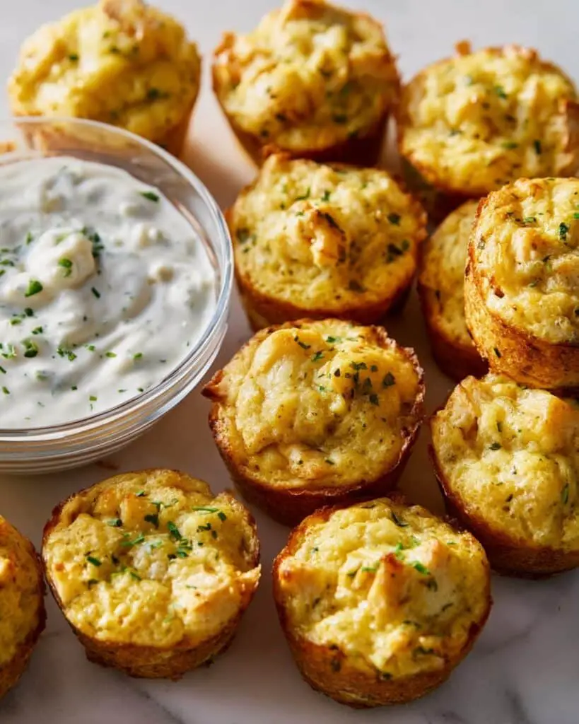 Crab Cake Bites with Lemon Chive Dipping Sauce Recipe