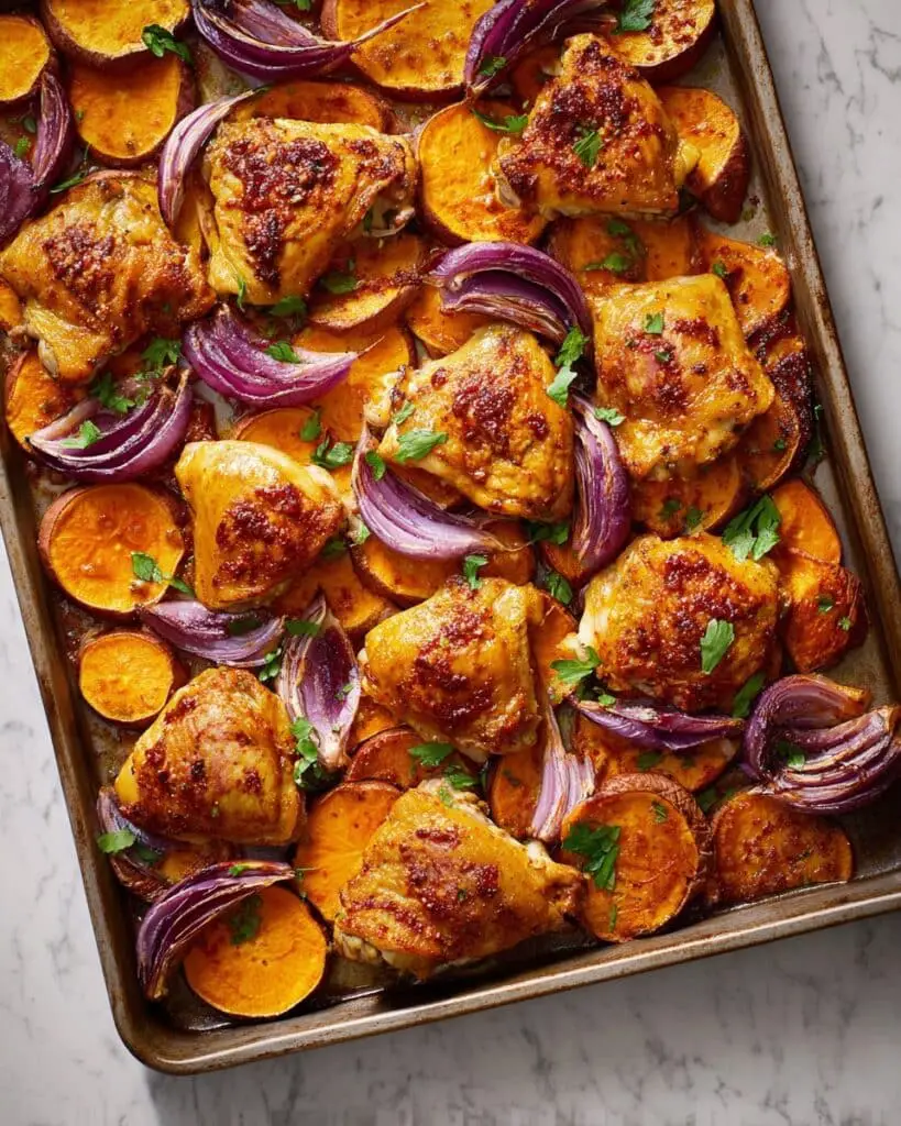 Sheet-Pan Harissa Chicken & Sweet Potatoes Recipe