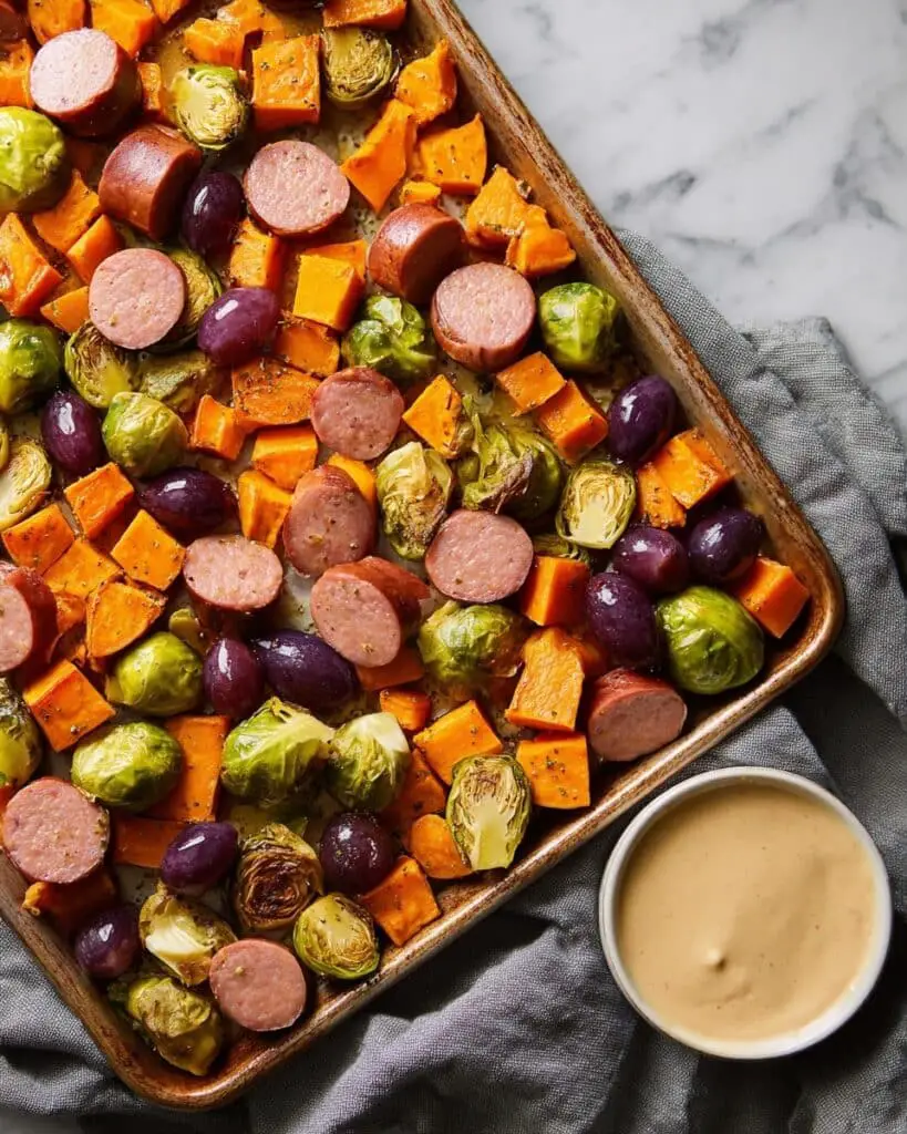 Autumn Kielbasa Sheet Pan Bake With Creamy Curry Dijon Sauce Recipe