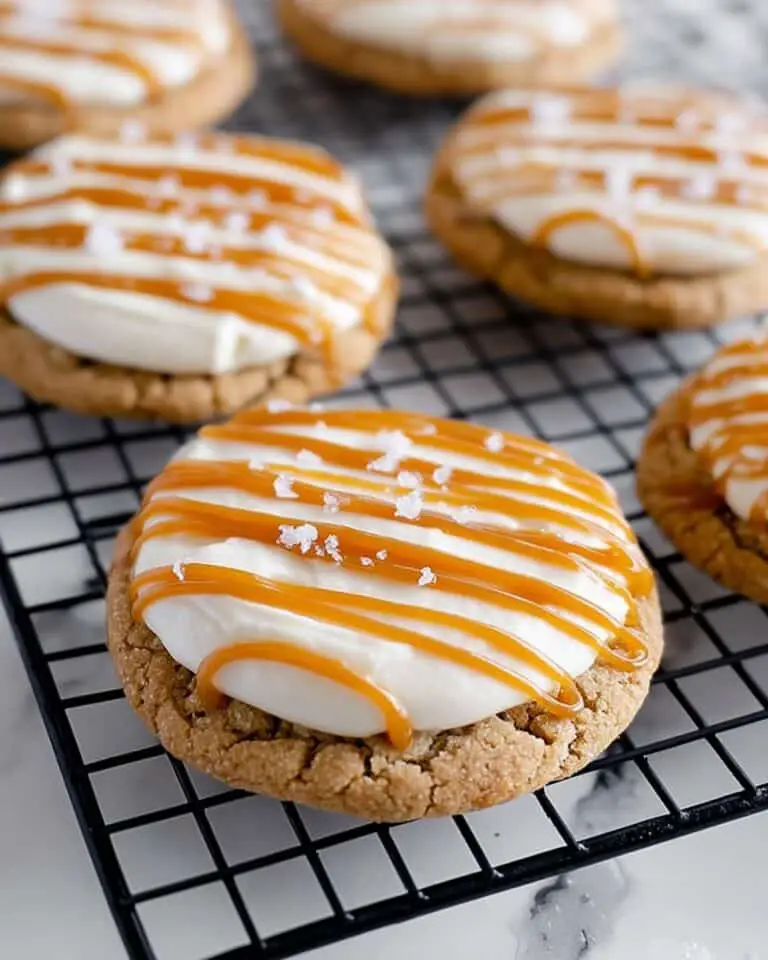 Copycat Crumbl Salted Caramel Cheesecake Cookies Recipe