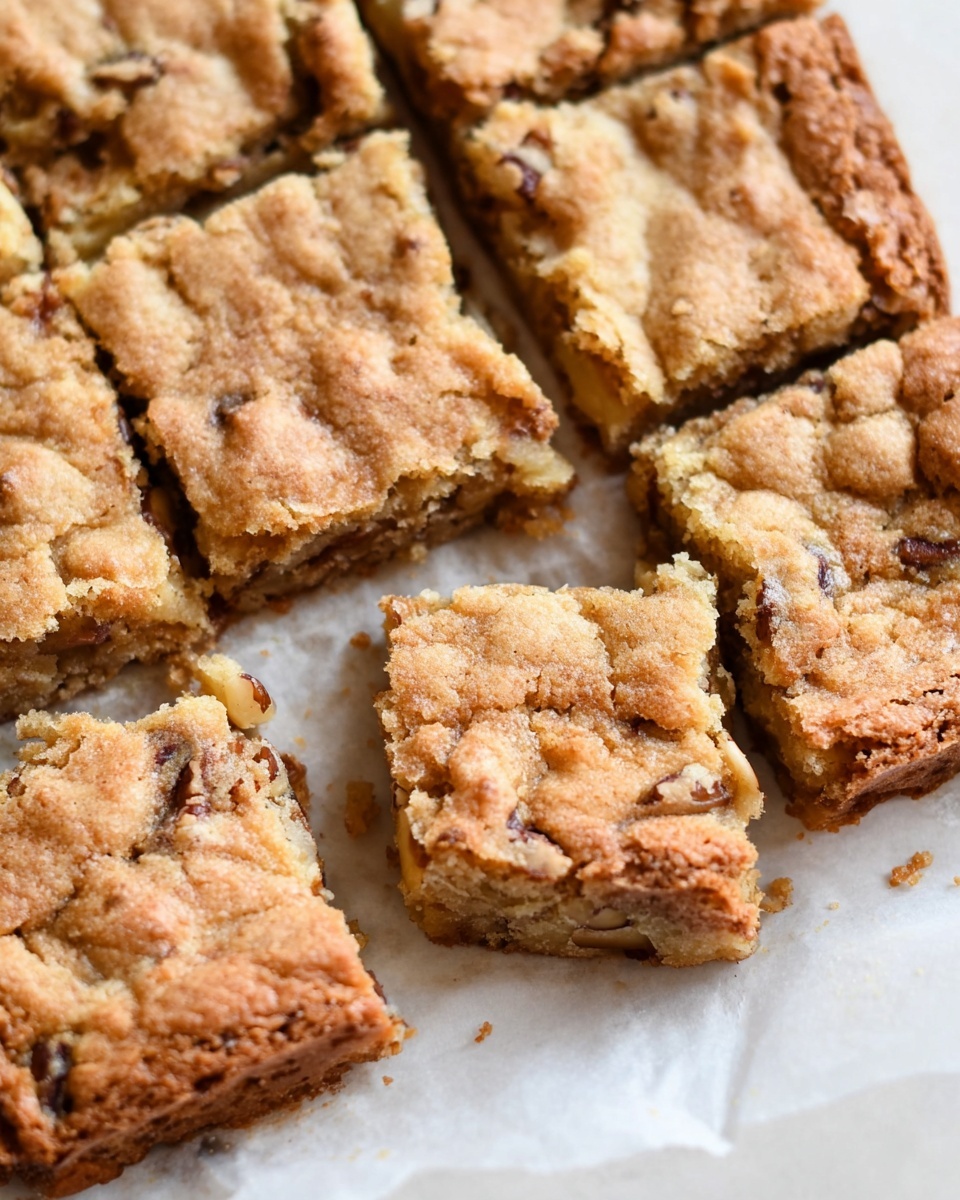 Three square pieces of crumbly apple walnut cake are placed on the left side of a white plate, each layer showing a crumbly light golden-brown texture with visible walnut pieces inside and on top. To the right, there are five thinly sliced apple pieces with pale yellow flesh and red edges, arranged in a neat overlapping line. The plate rests on a white marbled surface with two cinnamon sticks positioned in the bottom right corner. photo taken with an iphone --ar 4:5 --v 7