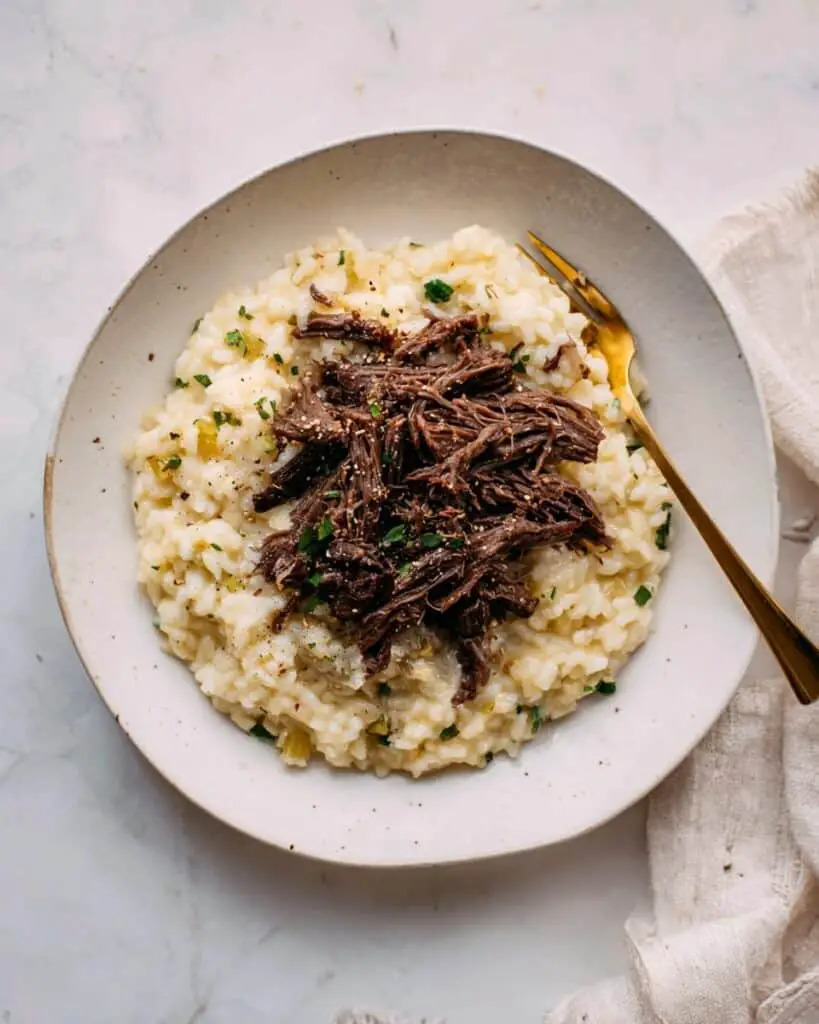 Braised Short Ribs with Charred Scallion Risotto Recipe