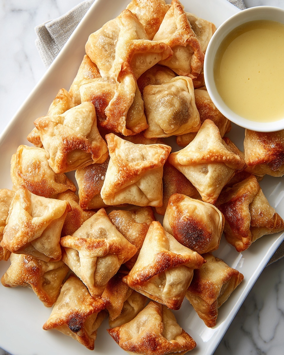 The image shows many small golden-brown pastries arranged closely on a white marbled surface. Each pastry has a square shape with four corners folded towards the center, slightly open to reveal a creamy, slightly textured filling in light beige and bits of darker brown inside. One pastry is broken open, showing the soft, creamy inside spilling out. The pastries have a crispy, slightly flaky outer crust with a warm, toasted color. photo taken with an iphone --ar 4:5 --v 7