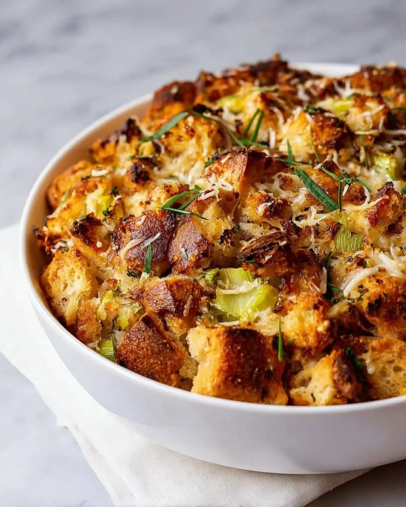 Savory Leek and Gruyère Bread Pudding Recipe
