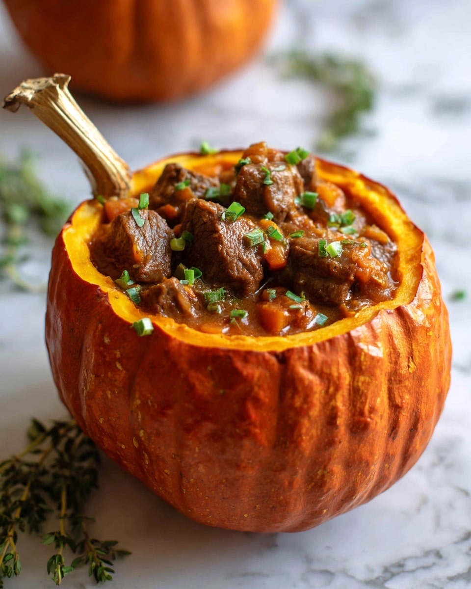 Slow Cooker Pumpkin Beef Stew in Roasted Pumpkin Bowls Recipe