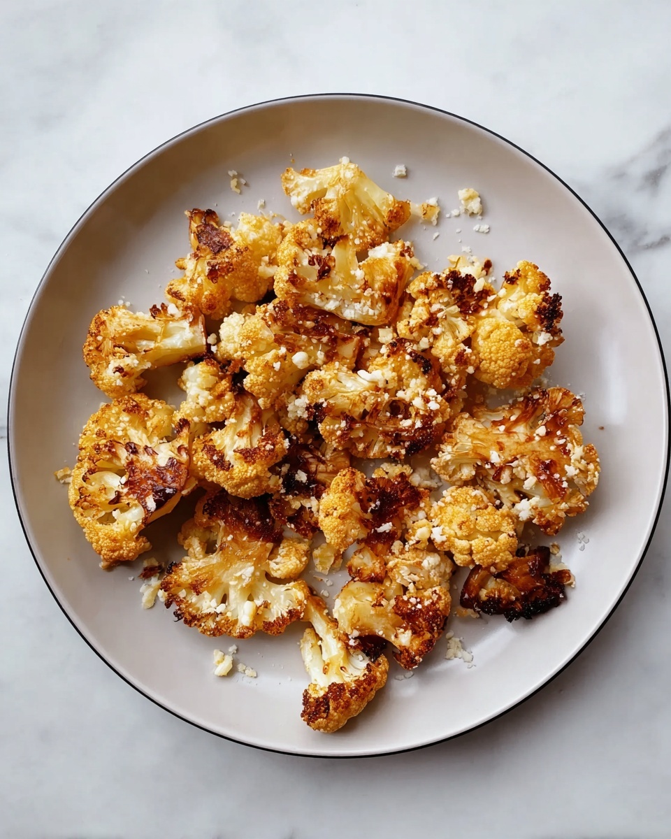 This image shows many pieces of roasted cauliflower with a golden brown color and some darker charred spots all over them. Each piece has a rough white and light brown texture with slightly crispy edges. The cauliflower is spread closely together on a dark cooking surface, and you can see bits of melted light cheese sprinkled unevenly on top, adding small spots of white. The pieces vary in size, and the texture looks crunchy on the outside but tender inside. Photo taken with an iphone --ar 4:5 --v 7