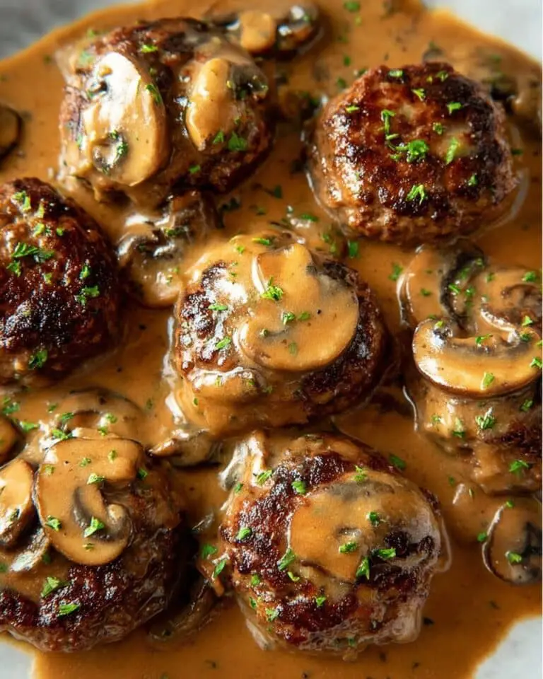 Smothered Rissoles with Mushroom Gravy Recipe