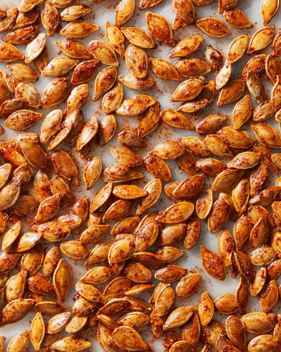 A white bowl filled with roasted pumpkin seeds that are golden brown with a crunchy texture, showing a mix of spices visible on their surface. The bowl rests on a white marbled surface, and in the background, there is a blurry white cup. The pumpkin seeds fill the bowl close to the top, packed thick and uneven in shape, with a crispy, slightly rough appearance. Photo taken with an iphone --ar 4:5 --v 7