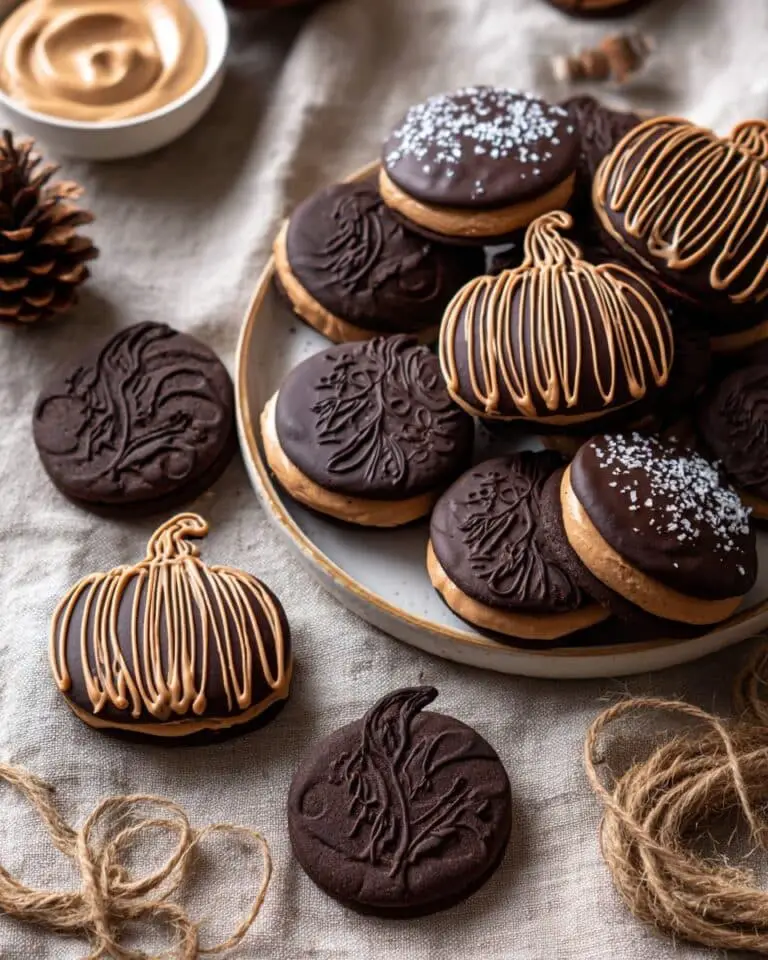 Peanut Butter Stuffed Chocolate Jack-O’-Lantern Cookies Recipe
