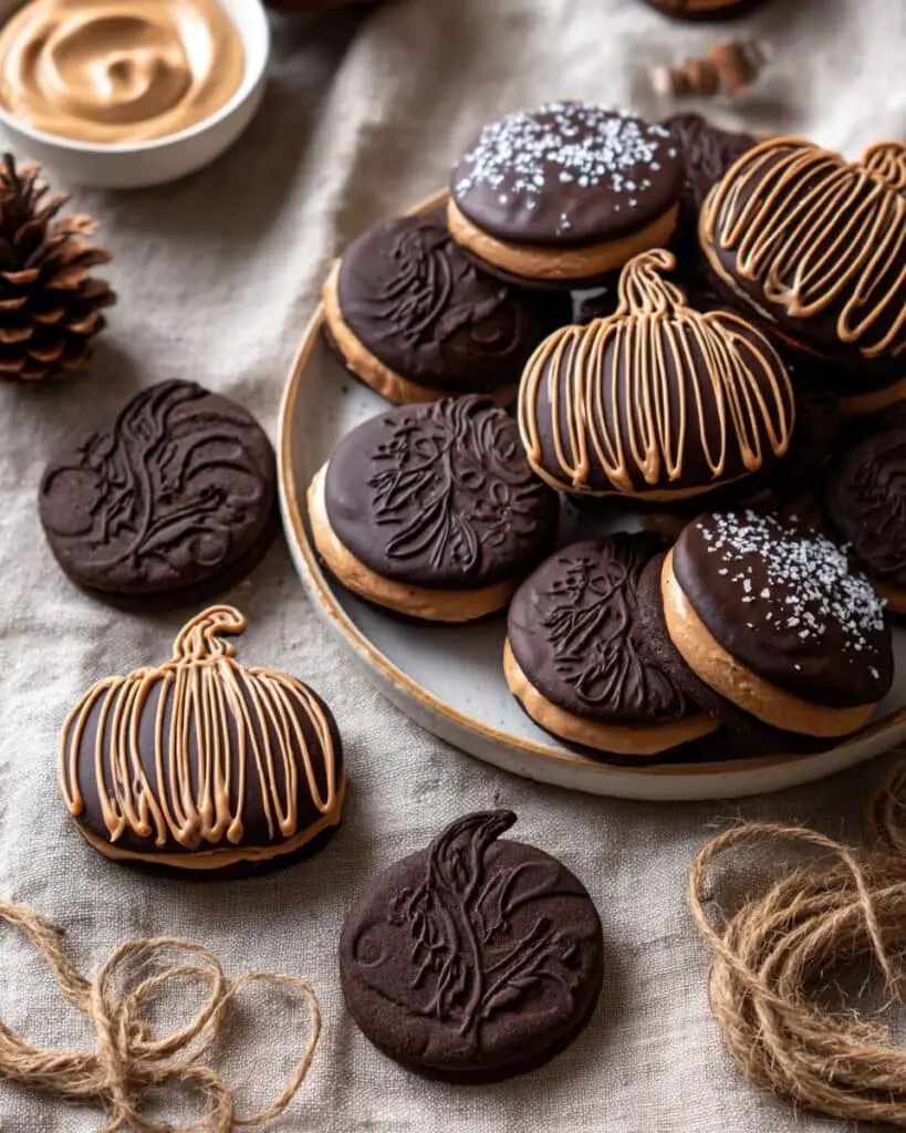 Peanut Butter Stuffed Chocolate Jack-O’-Lantern Cookies Recipe