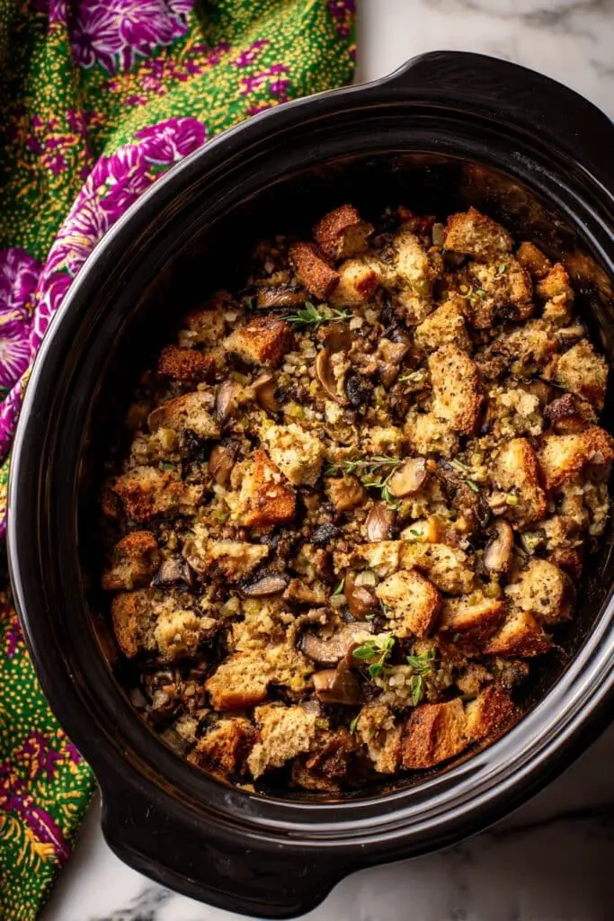Slow Cooker Mushroom and Herb Stuffing Recipe