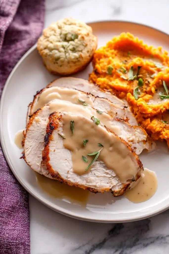 Applewood Smoked Turkey Breast with Cider Bourbon Gravy Recipe