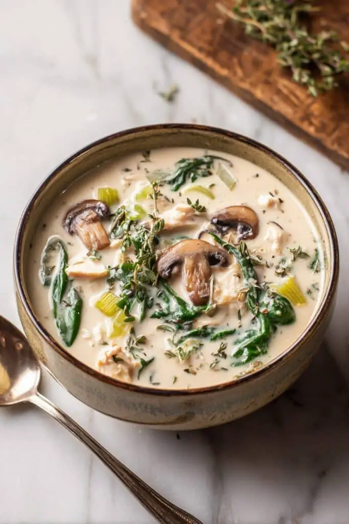 Creamy Mushroom Kale Turkey Soup Recipe