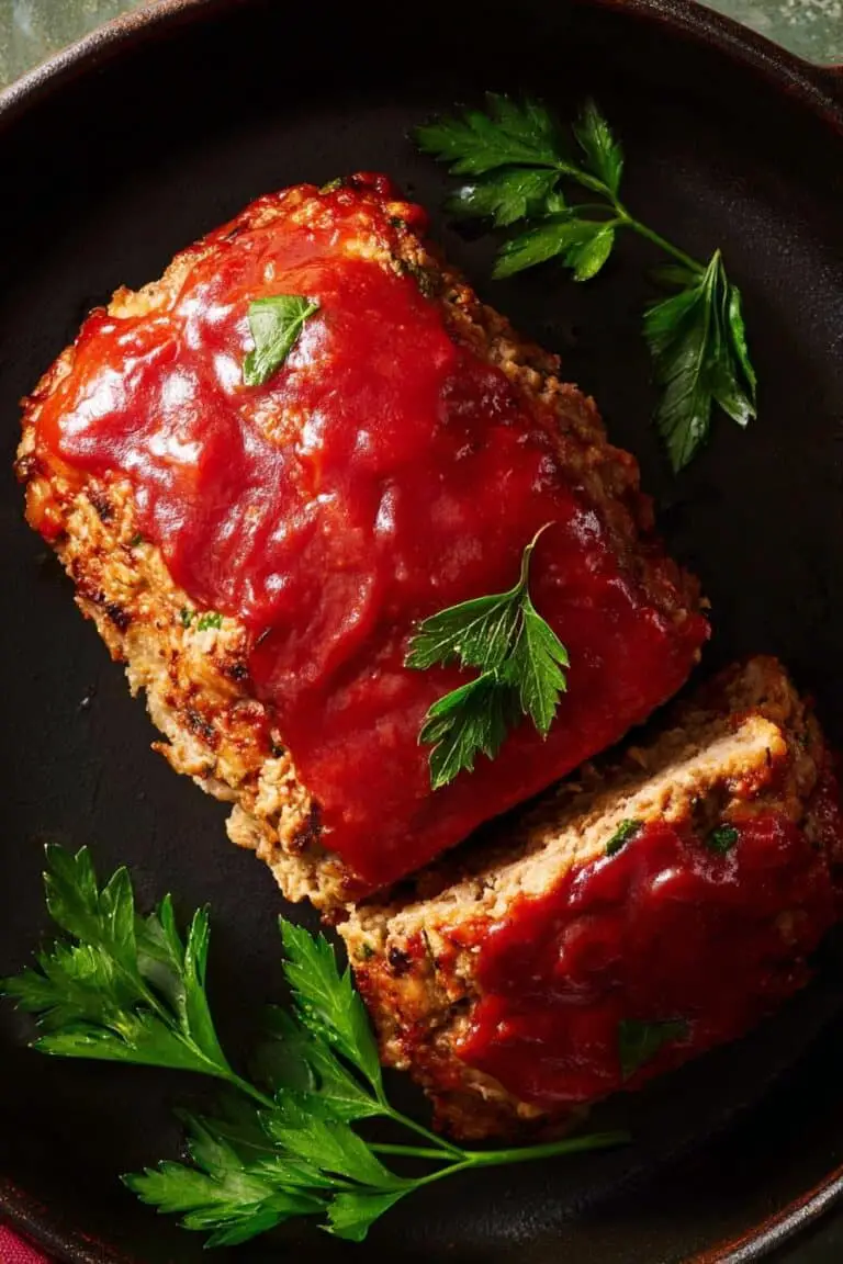 Air Fryer Turkey Meatloaf with Ketchup Brown Sugar Glaze Recipe