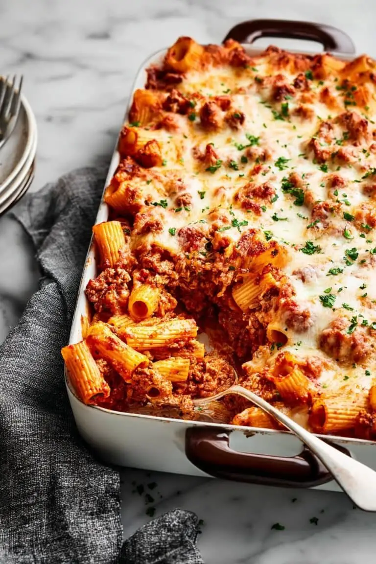 Baked Rigatoni with Italian Sausage, Ground Beef, and Mozzarella Recipe