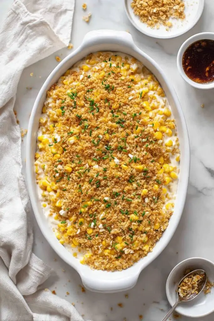 Chipotle Creamed Corn with Garlic Breadcrumbs Recipe
