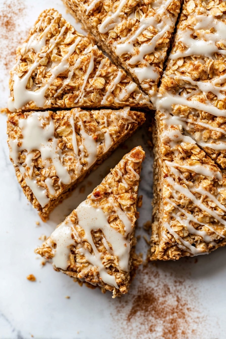 A single slice of apple crumble sits on a white speckled plate, showing three clear layers: a bottom light brown soft cake layer with small pieces of apple embedded, a middle layer with chunky apple pieces, and a top layer of golden brown crisp oat crumble drizzled with white icing. Two forks rest beside the slice on the right side of the plate. The plate is placed on a white marbled surface, with a whole green apple blurred in the background. The photo is taken with an iphone --ar 2:3 --v 7 - Apple Coffee Cake, easy apple coffee cake, moist apple coffee cake, homemade apple coffee cake, apple coffee cake with streusel