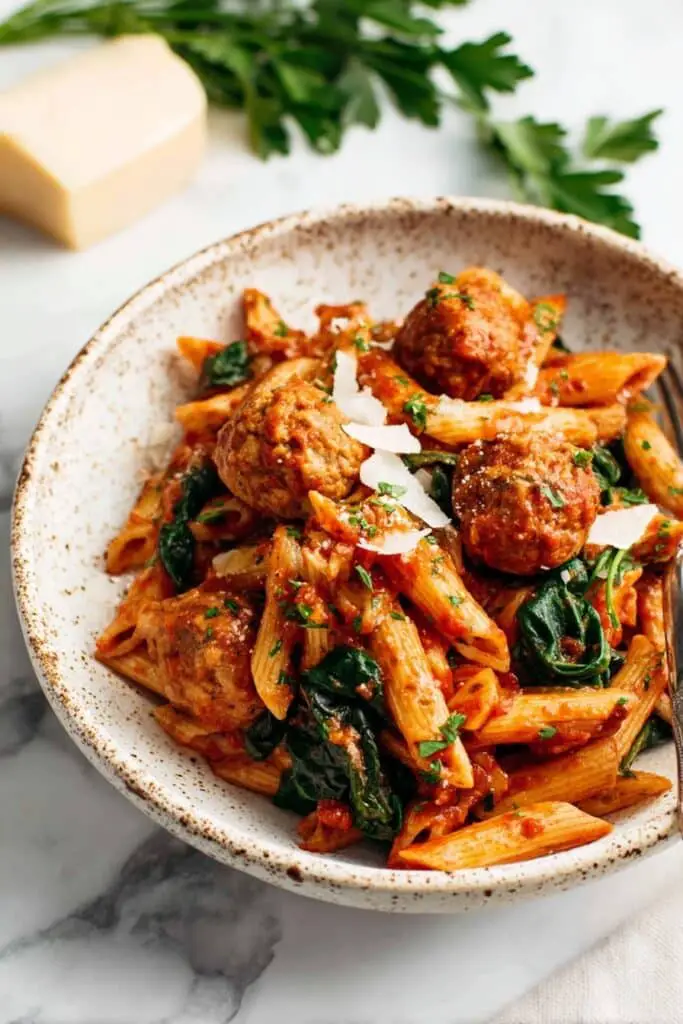 No-Boil Baked Penne with Meatballs Recipe