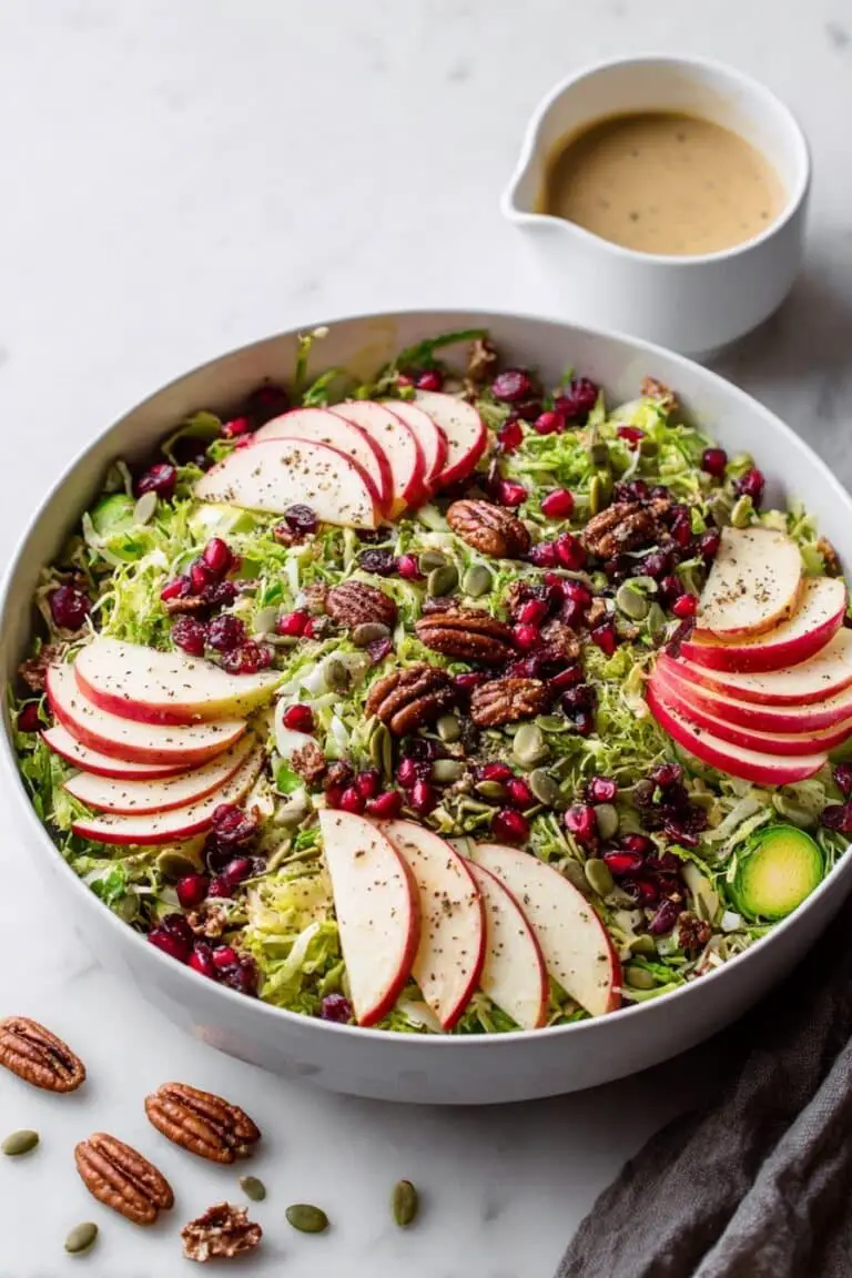 Shaved Brussels Sprout Salad with Creamy Maple Dressing Recipe