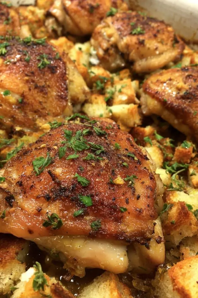 Thanksgiving Chicken and Stuffing Bake with Easy Gravy Recipe