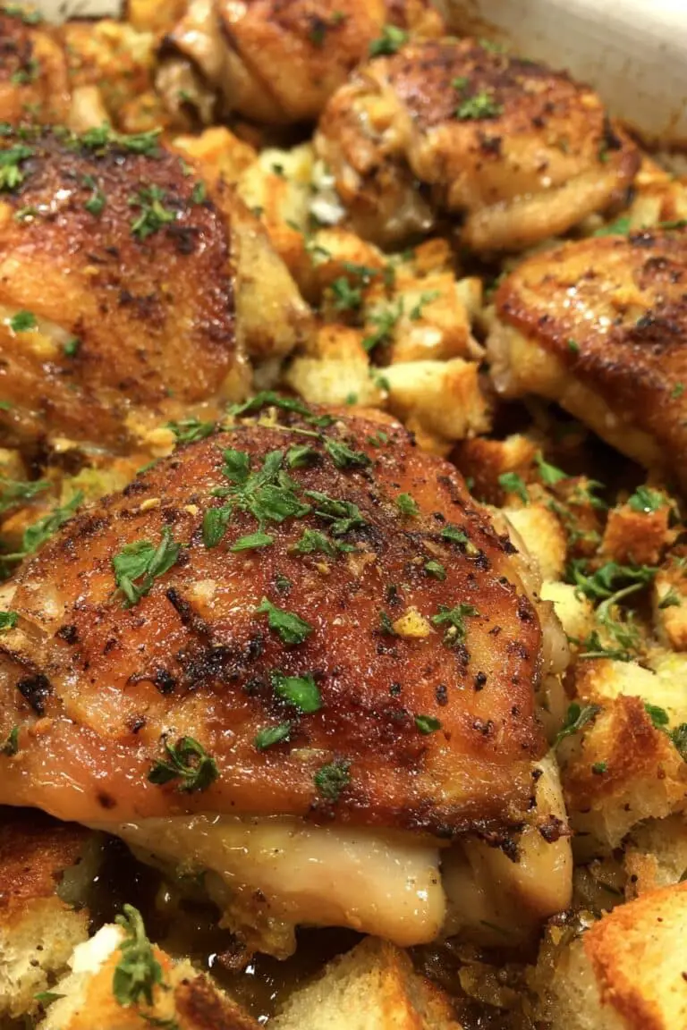 Thanksgiving Chicken and Stuffing Bake with Easy Gravy Recipe