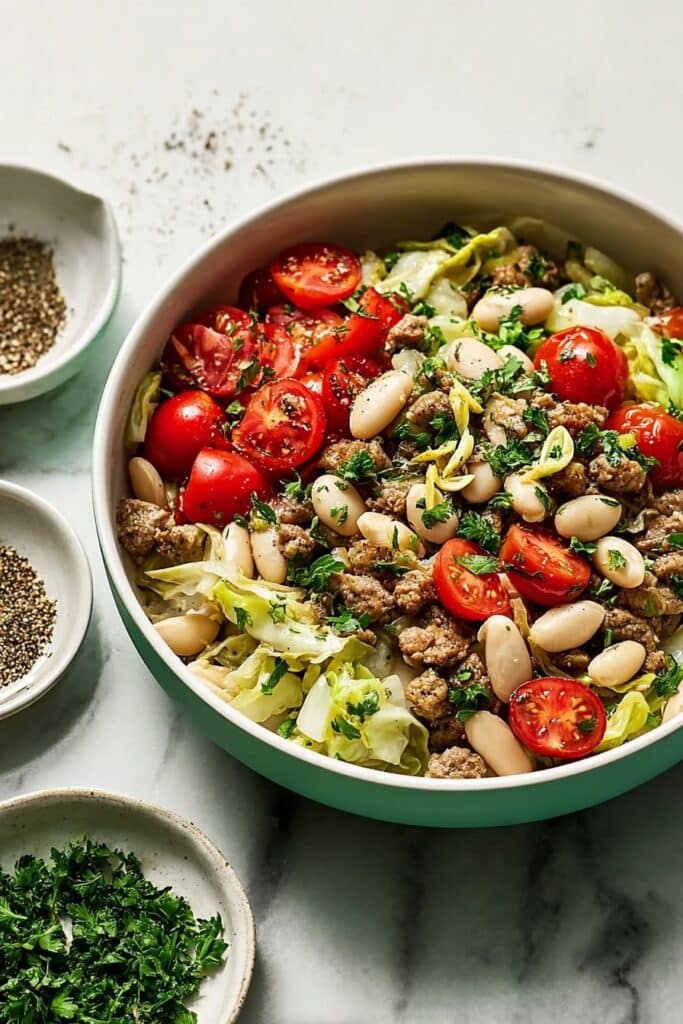 Sausage, Cabbage and White Bean Skillet Recipe