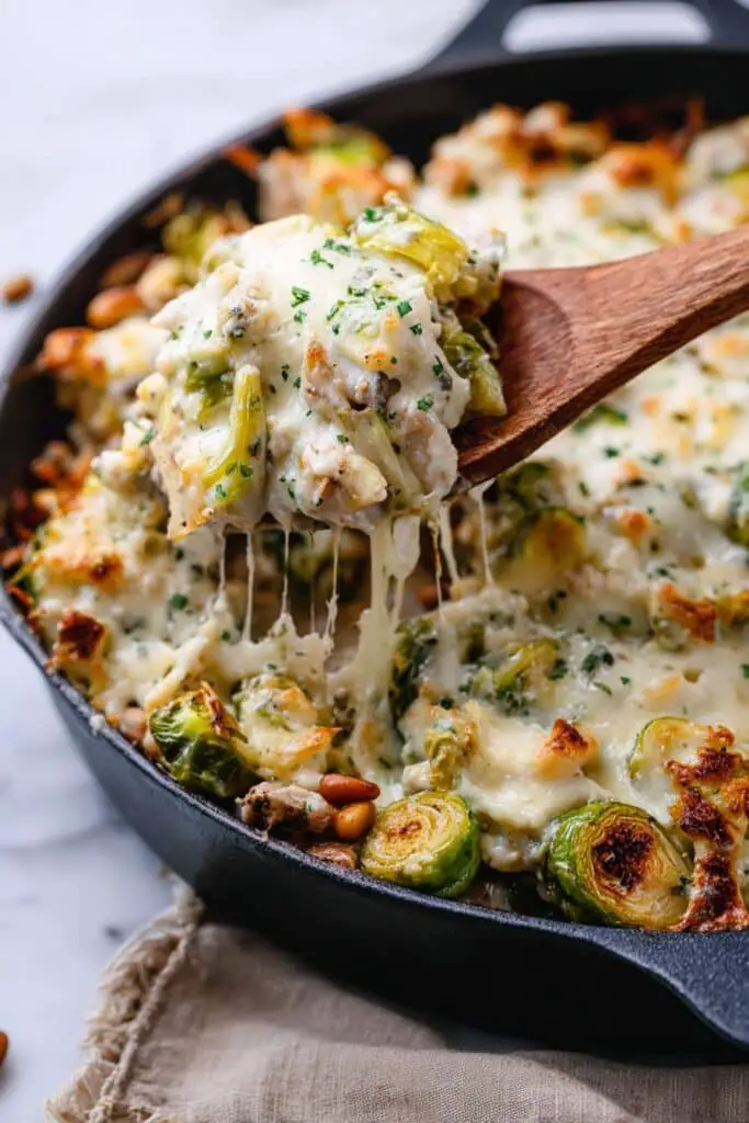 Cheesy Brussels Sprouts Casserole with Bacon Recipe
