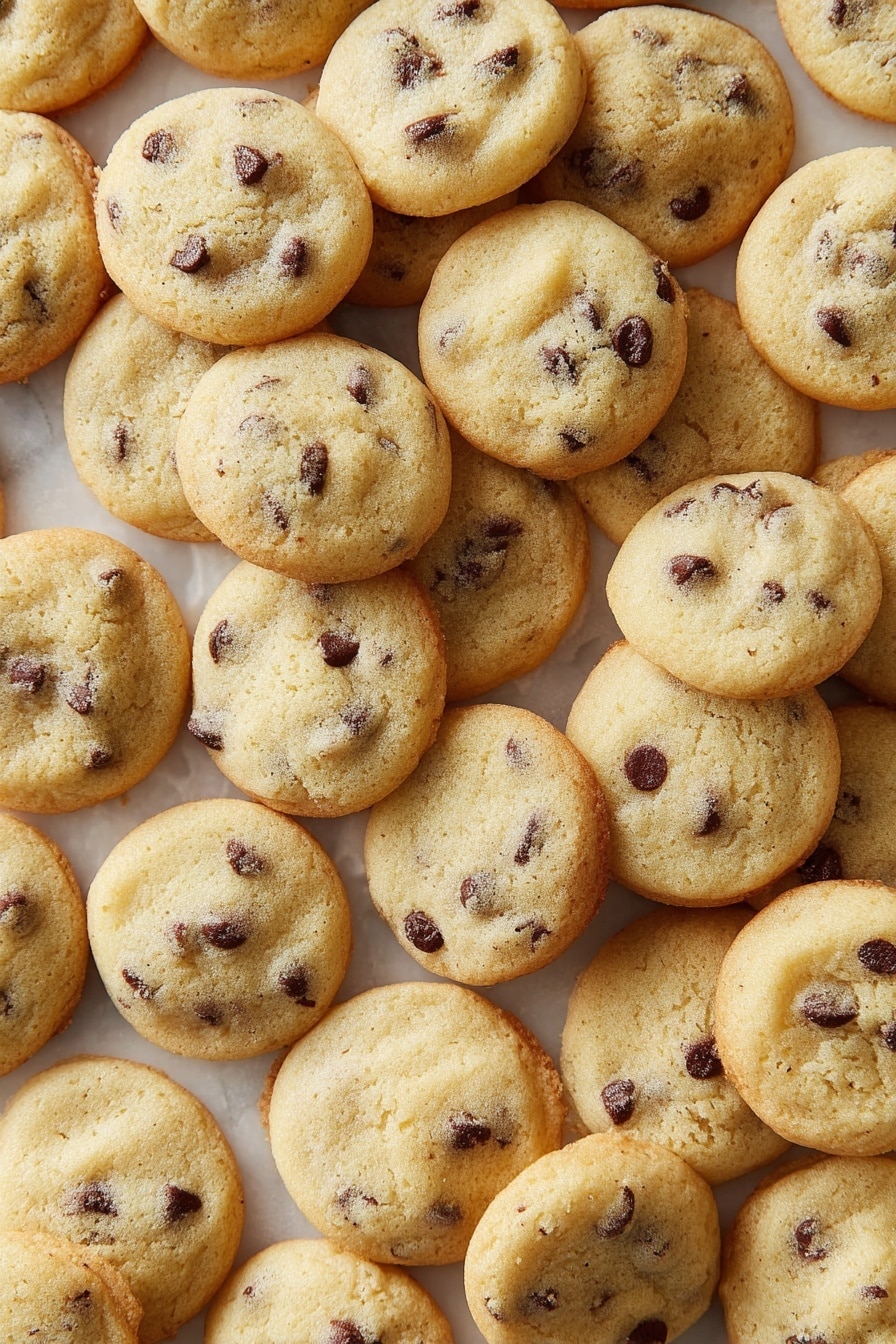 Two white bowls sit on a white marbled surface filled with small round chocolate chip cookies partially soaked in milk. The cookies are light brown with visible chocolate chips and have a soft, slightly puffed texture. One bowl has a silver spoon resting inside, lifting some cookies from the milk. Around the bowls, a few cookies are casually placed on the marbled surface. The milk creates a creamy white liquid background that contrasts with the cookies. The overall scene looks warm and inviting, with a soft natural light. photo taken with an iphone --ar 2:3 --v 7 - Homemade Cookie Cereal, cookie cereal recipe, breakfast cereal hack, easy cookie cereal, homemade breakfast ideas