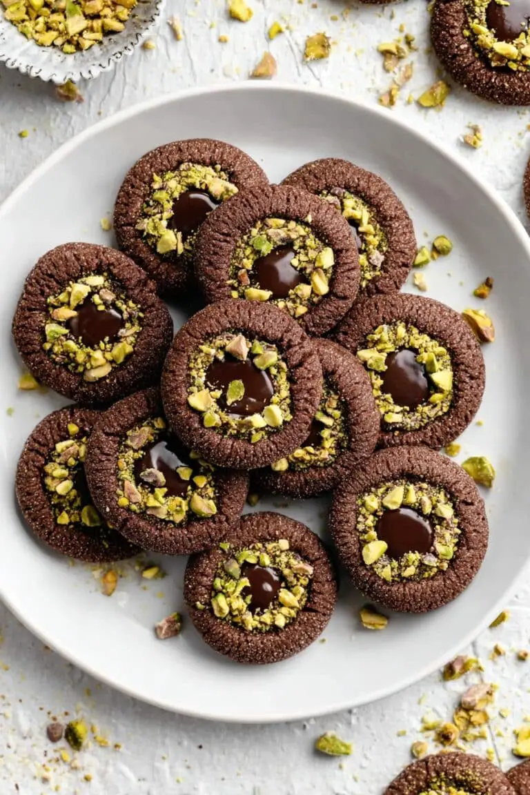 Chocolate Thumbprint Cookies with Pistachio Ganache Recipe