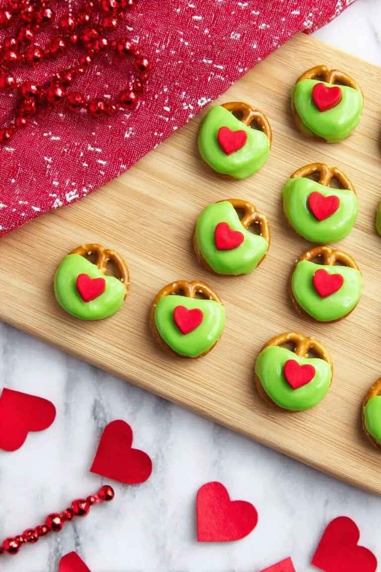 Grinch Pretzel Bites with Caramel and Candy Melts Recipe