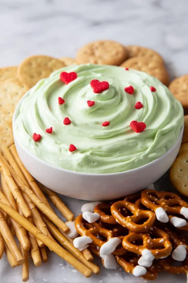 Grinch Green Dip with Red Heart Sprinkles Recipe