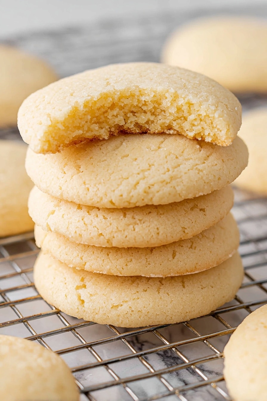 A white plate with a thin gold rim holds two light beige soft cookies, one whole and one broken in half showing its airy, crumbly inside texture; behind the cookies is a white cup with small floral pink roses and gold decorations filled with amber tea; in the background, more round beige cookies rest on a wooden board on a white marbled surface photo taken with an iphone --ar 2:3 --v 7 - Classic Old-fashioned Tea Cakes, old-fashioned tea cakes, vintage tea cakes recipe, simple tea cakes, traditional tea cakes