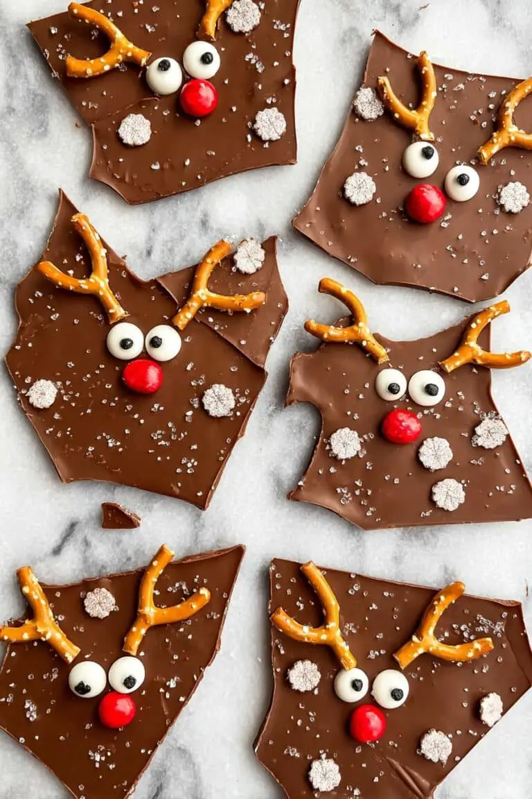 Reindeer Chocolate Bark with Pretzels Recipe