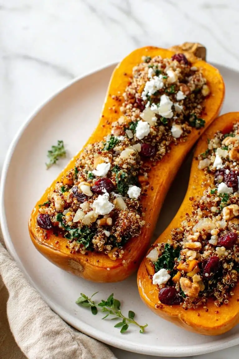 Stuffed Butternut Squash with Quinoa and Cranberries Recipe