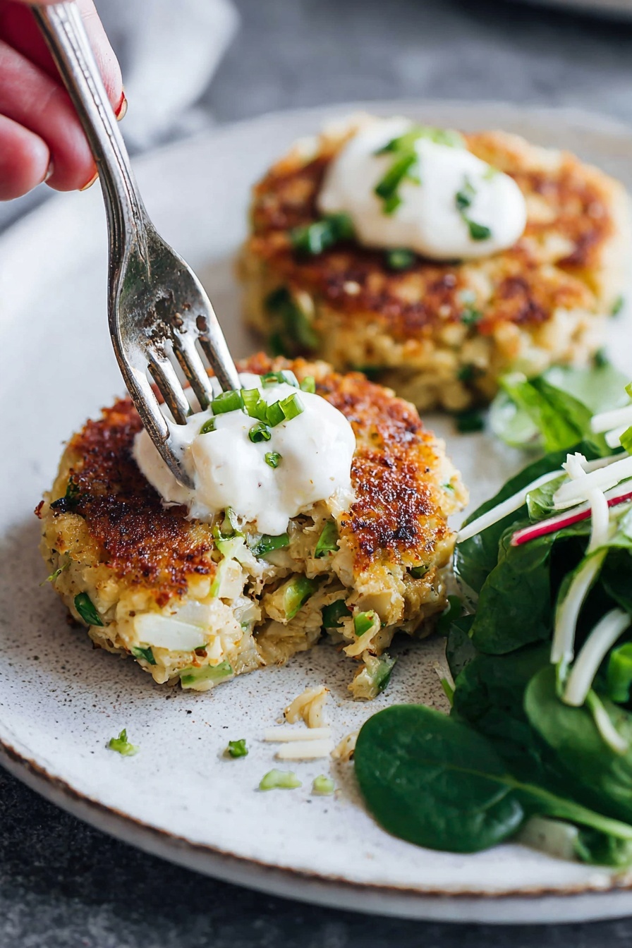 Four crab cakes are cooking in a black cast iron pan. Each crab cake is golden brown on top with small green herb bits visible in the batter. The crab cakes have a crispy texture with some oil glistening around them in the pan. The pan sits on a white marbled surface. photo taken with an iphone --ar 2:3 --v 7 - Easy Homemade Crab Cakes, crab cakes with dipping sauce, crab cake recipe, crispy crab cakes, seafood appetizer recipe